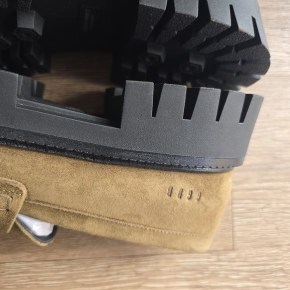 NWT Golden Goose Olive Suede Penny Loafers with Black Lug Sole - Picture 5 of 10